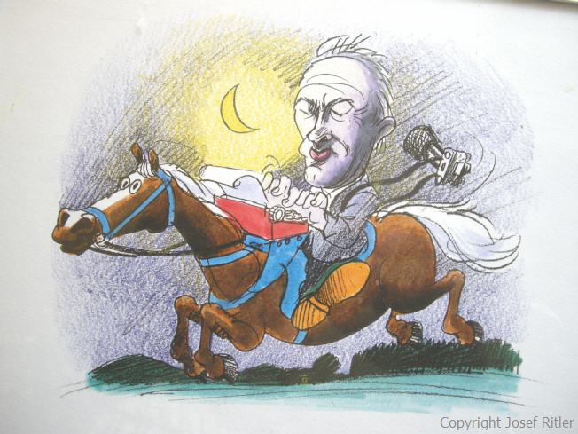 Seppi, der rasende Reporter. Er reitet von früh bis spät..
(Illustration: Urs Maltry)